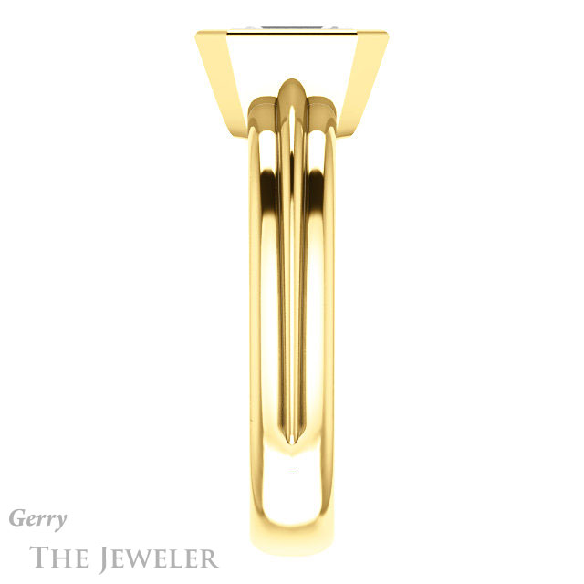 Emerald Cut Forever One Moissanite Engagement Ring #GTJ1023-emerald-fb-y 3 Emerald Cut Forever Brilliant Moissanite Engagement Ring #GTJ1023-emerald-fb-y