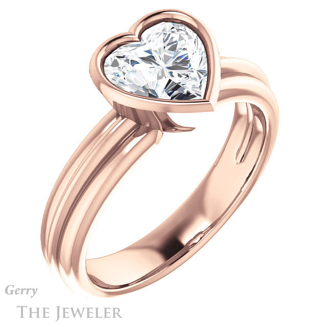 Heart Shaped Forever Brilliant Moissanite Engagement Ring #GTJ1023-heart-fb-r