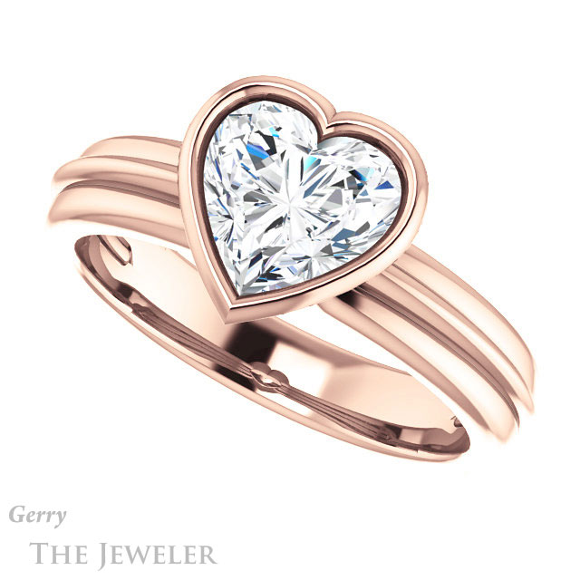 Heart Shaped Forever Brilliant Moissanite Engagement Ring #GTJ1023-heart-fb-r