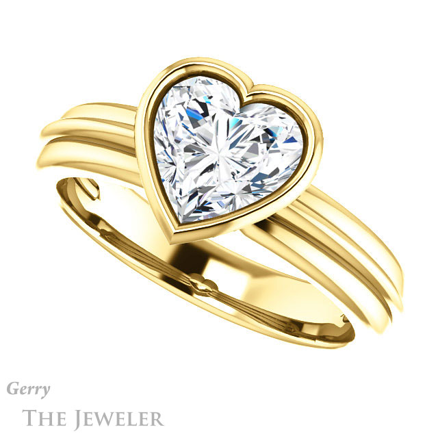 Heart Shaped Forever Brilliant Moissanite Engagement Ring #GTJ1023-heart-fb-y