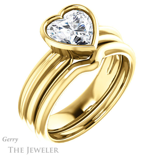 Heart Shaped Forever Brilliant Moissanite Engagement Ring #GTJ1023-heart-fb-y