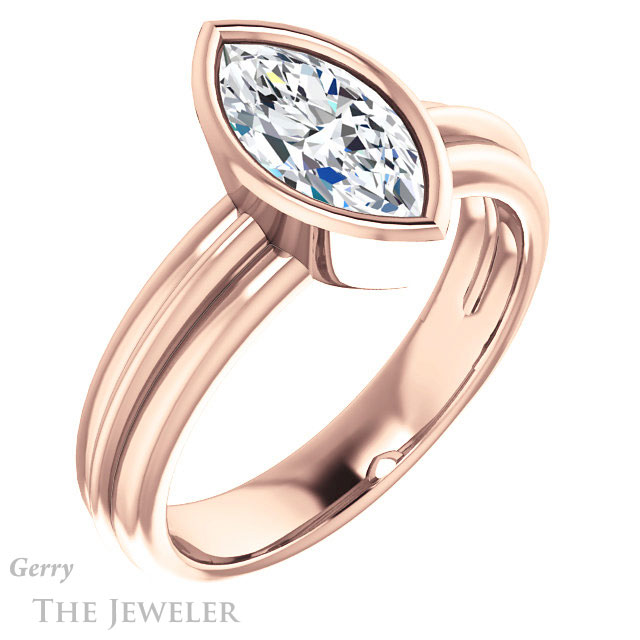 Marquise Cut Forever One Moissanite Engagement Ring #GTJ1023-marquise-fb-r 4 Marquise Cut Forever Brilliant Moissanite Engagement Ring #GTJ1023-marquise-fb-r