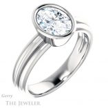 Oval Shaped Forever One Moissanite Engagement Ring #GTJ1023-oval-fo-w 4 Oval Shaped Forever One Moissanite Engagement Ring #GTJ1023-oval-fo-w