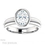 Oval Shaped Forever One Moissanite Engagement Ring #GTJ1023-oval-fo-w 1 Oval Shaped Forever One Moissanite Engagement Ring #GTJ1023-oval-fo-w