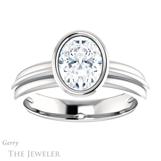 Oval Shaped Forever One Moissanite Engagement Ring #GTJ1023-oval-fo-w 1 Oval Shaped Forever One Moissanite Engagement Ring #GTJ1023-oval-fo-w