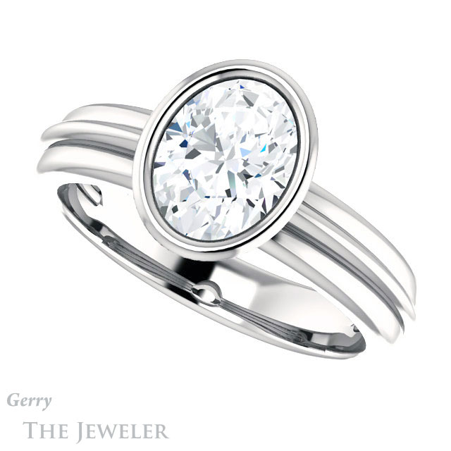 Oval Shaped Forever One Moissanite Engagement Ring #GTJ1023-oval-fo-w 5 Oval Shaped Forever One Moissanite Engagement Ring #GTJ1023-oval-fo-w