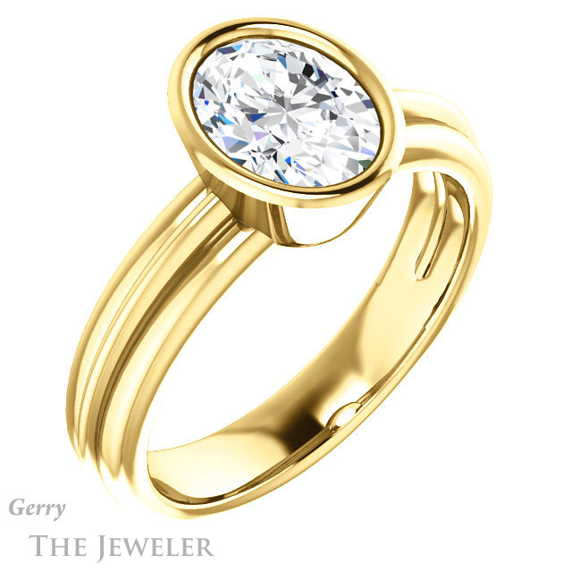 Oval Shaped Forever One Moissanite Engagement Ring #GTJ1023-oval-fo-y 4 Oval Shaped Forever One Moissanite Engagement Ring #GTJ1023-oval-fo-y