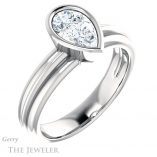 Pear Shaped Forever One Moissanite Engagement Ring #GTJ1023-pear-fb-w 4 Pear Shaped Forever Brilliant Moissanite Engagement Ring #GTJ1023-pear-fb-w