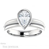 Pear Shaped Forever One Moissanite Engagement Ring #GTJ1023-pear-fb-w 1 Pear Shaped Forever Brilliant Moissanite Engagement Ring #GTJ1023-pear-fb-w