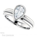 Pear Shaped Forever One Moissanite Engagement Ring #GTJ1023-pear-fb-w 5 Pear Shaped Forever Brilliant Moissanite Engagement Ring #GTJ1023-pear-fb-w