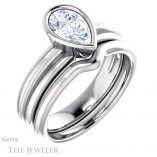 Pear Shaped Forever One Moissanite Engagement Ring #GTJ1023-pear-fb-w 6 Pear Shaped Forever Brilliant Moissanite Engagement Ring #GTJ1023-pear-fb-w