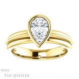 Pear Shaped Forever One Moissanite Engagement Ring #GTJ1023-pear-fb-y 1 Pear Shaped Forever Brilliant Moissanite Engagement Ring #GTJ1023-pear-fb-y