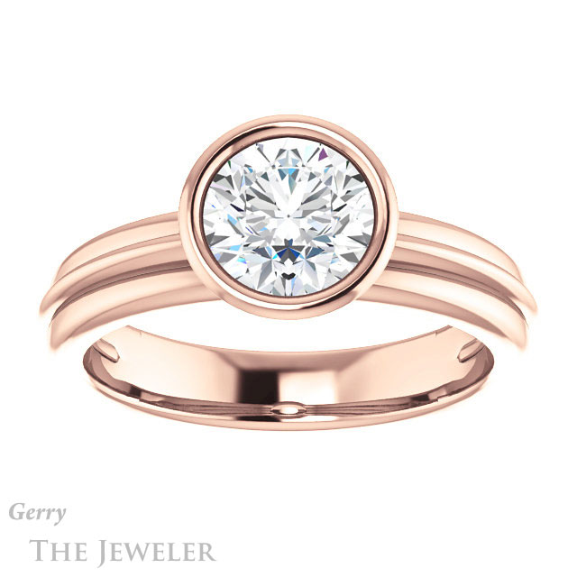 Round Cut Forever One Moissanite Engagement Ring #GTJ1023-round-fo-r