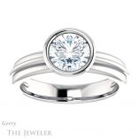 Round Cut Forever One Moissanite Engagement Ring #GTJ1023-round-fo-w 1 Round Cut Forever One Moissanite Engagement Ring #GTJ1023-round-fo-w