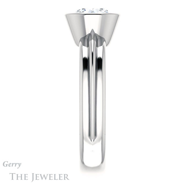 Round Cut Forever One Moissanite Engagement Ring #GTJ1023-round-fo-w 3 Round Cut Forever One Moissanite Engagement Ring #GTJ1023-round-fo-w