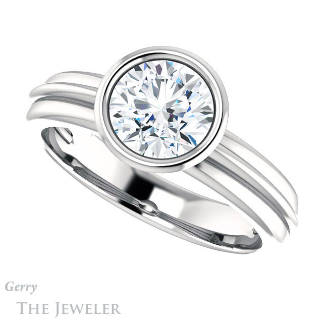Round Cut Forever One Moissanite Engagement Ring #GTJ1023-round-fo-w 5 Round Cut Forever One Moissanite Engagement Ring #GTJ1023-round-fo-w