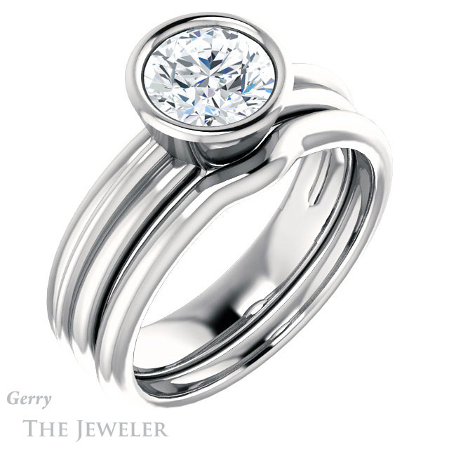 Round Cut Forever One Moissanite Engagement Ring #GTJ1023-round-fo-w 6 Round Cut Forever One Moissanite Engagement Ring #GTJ1023-round-fo-w