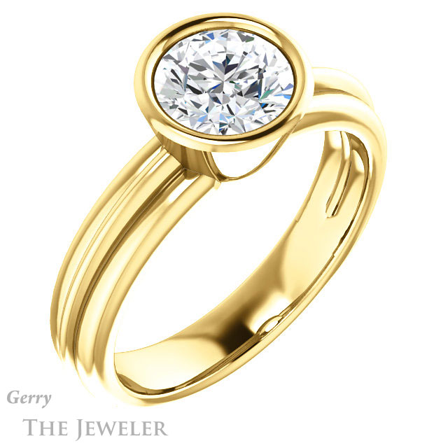 Round Cut Forever One Moissanite Engagement Ring #GTJ1023-round-fo-y