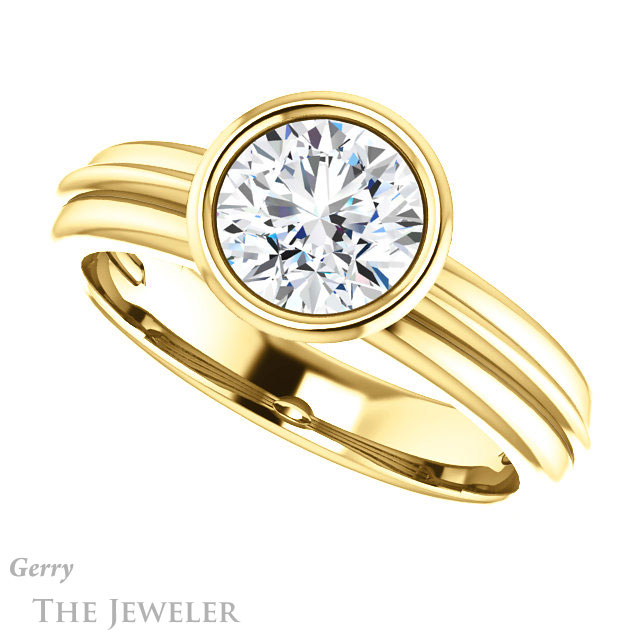 Round Cut Forever One Moissanite Engagement Ring #GTJ1023-round-fo-y