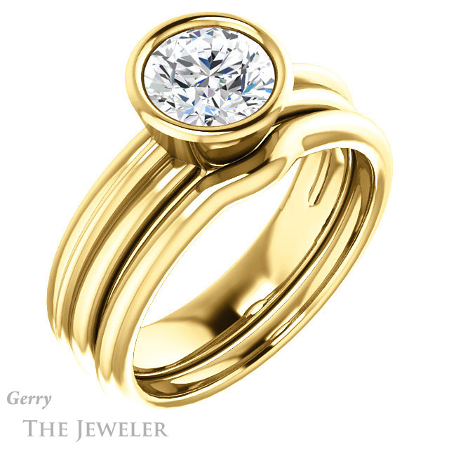 Round Cut Forever One Moissanite Engagement Ring #GTJ1023-round-fo-y