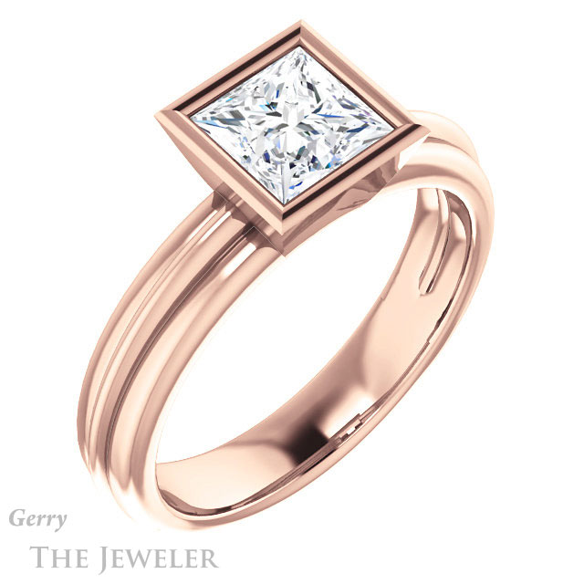 Princess Cut Forever One Moissanite Engagement Ring #GTJ1023-square-fo-r