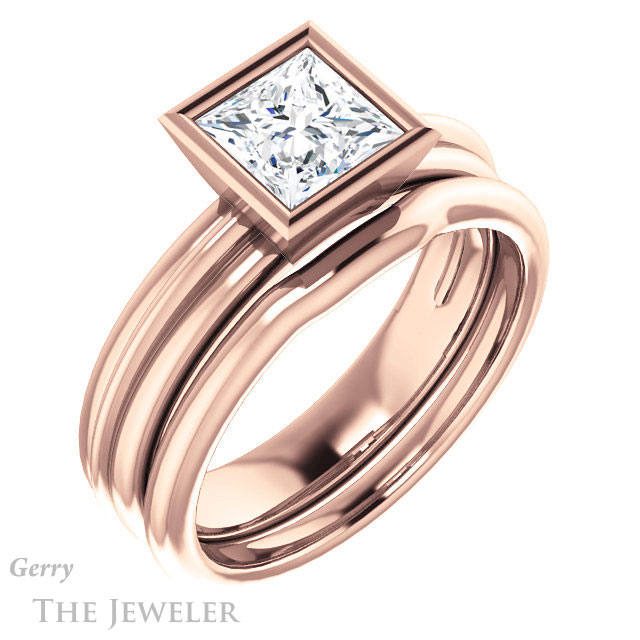 Princess Cut Forever One Moissanite Engagement Ring #GTJ1023-square-fo-r