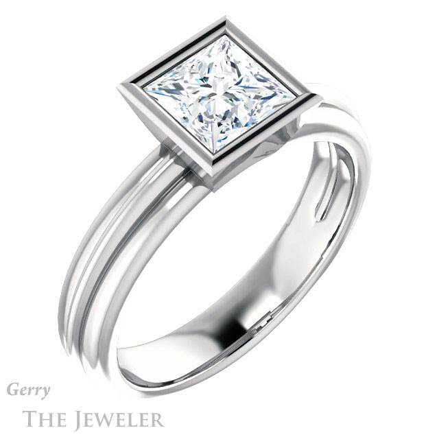 Princess Cut Forever One Moissanite Engagement Ring #GTJ1023-square-fo-w 4 Princess Cut Forever One Moissanite Engagement Ring #GTJ1023-square-fo-w