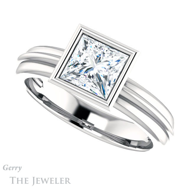 Princess Cut Forever One Moissanite Engagement Ring #GTJ1023-square-fo-w 5 Princess Cut Forever One Moissanite Engagement Ring #GTJ1023-square-fo-w