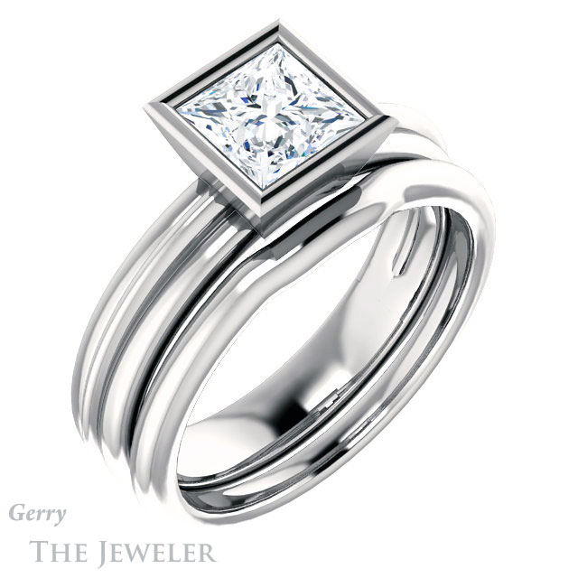 Princess Cut Forever One Moissanite Engagement Ring #GTJ1023-square-fo-w 6 Princess Cut Forever One Moissanite Engagement Ring #GTJ1023-square-fo-w