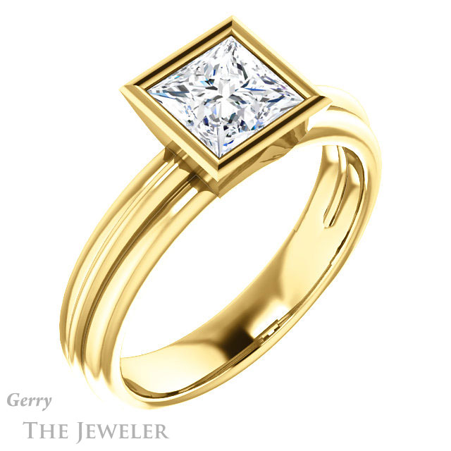 Princess Cut Forever One Moissanite Engagement Ring #GTJ1023-square-fo-y