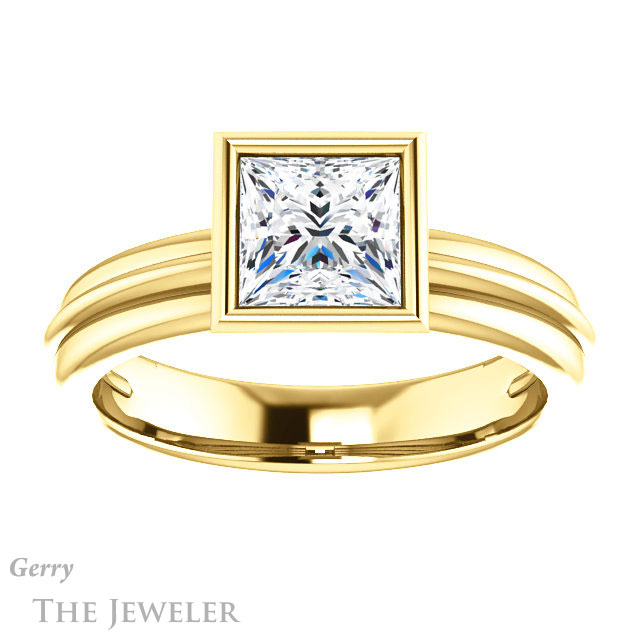 Princess Cut Forever One Moissanite Engagement Ring #GTJ1023-square-fo-y