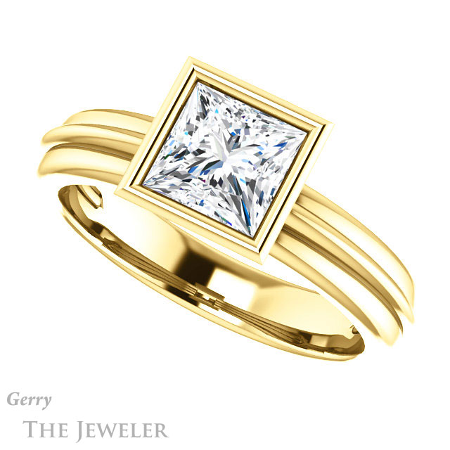 Princess Cut Forever One Moissanite Engagement Ring #GTJ1023-square-fo-y