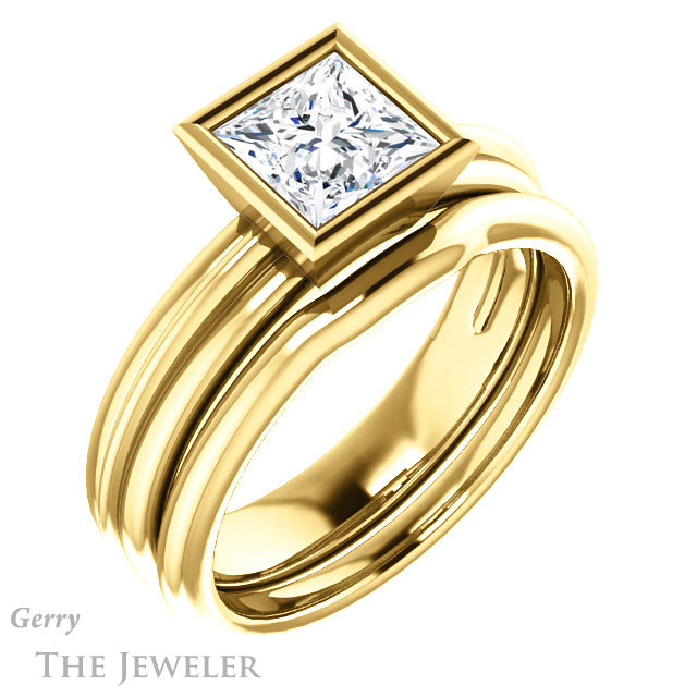 Princess Cut Forever One Moissanite Engagement Ring #GTJ1023-square-fo-y