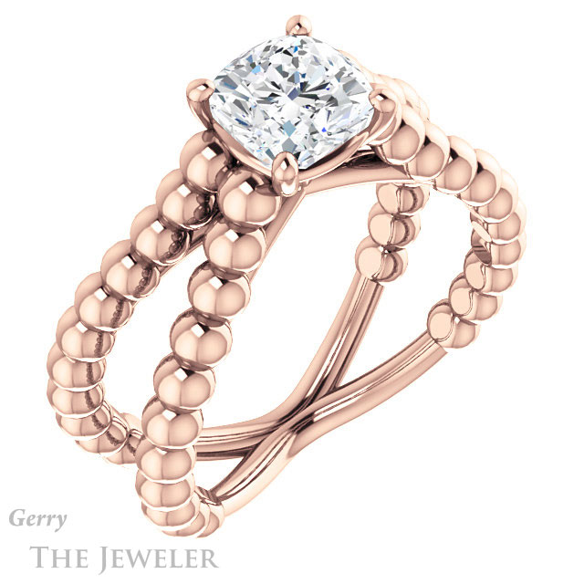 Cushion Cut Forever One Moissanite Engagement Ring #GTJ1024-cushion-fo-r 4 Cushion Cut Forever One Moissanite Engagement Ring #GTJ1024-cushion-fo-r