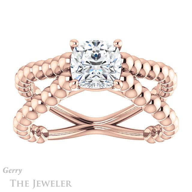 Cushion Cut Forever One Moissanite Engagement Ring #GTJ1024-cushion-fo-r 1 Cushion Cut Forever One Moissanite Engagement Ring #GTJ1024-cushion-fo-r