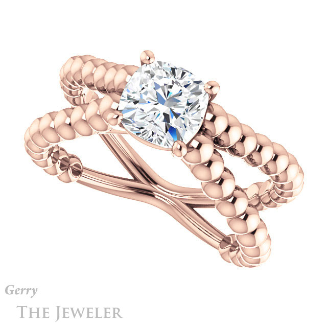 Cushion Cut Forever One Moissanite Engagement Ring #GTJ1024-cushion-fo-r 5 Cushion Cut Forever One Moissanite Engagement Ring #GTJ1024-cushion-fo-r