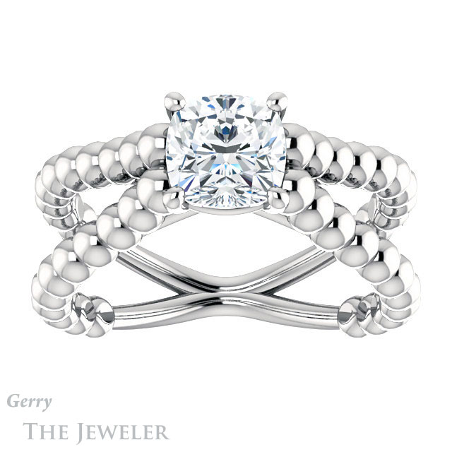 Cushion Cut Forever One Moissanite Engagement Ring #GTJ1024-cushion-fo-w