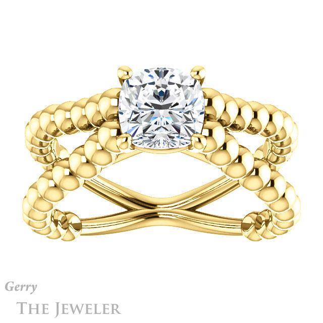 Cushion Cut Forever One Moissanite Engagement Ring #GTJ1024-cushion-fo-y 1 Cushion Cut Forever One Moissanite Engagement Ring #GTJ1024-cushion-fo-y