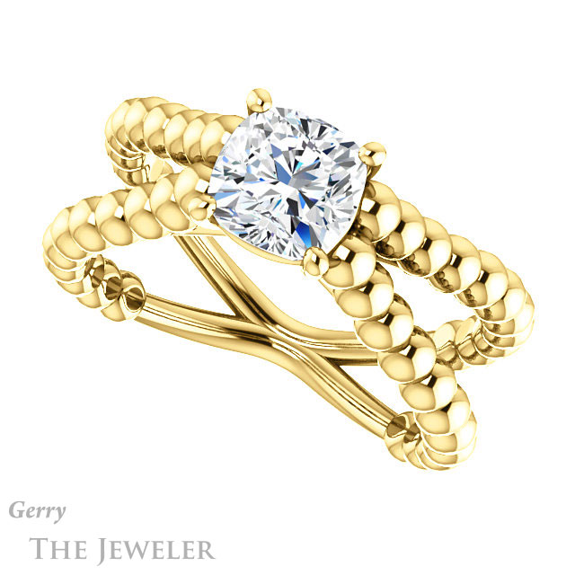 Cushion Cut Forever One Moissanite Engagement Ring #GTJ1024-cushion-fo-y 5 Cushion Cut Forever One Moissanite Engagement Ring #GTJ1024-cushion-fo-y