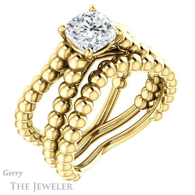 Cushion Cut Forever One Moissanite Engagement Ring #GTJ1024-cushion-fo-y 6 Cushion Cut Forever One Moissanite Engagement Ring #GTJ1024-cushion-fo-y