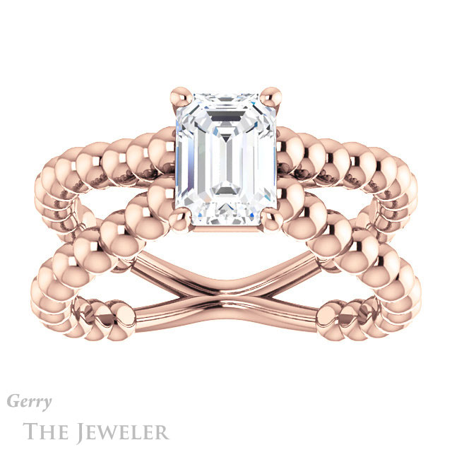 Emerald Cut Forever Brilliant Moissanite Engagement Ring #GTJ1024-emerald-fb-r