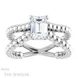Emerald Cut Forever One Moissanite Engagement Ring #GTJ1024-emerald-fb-w 1 Emerald Cut Forever Brilliant Moissanite Engagement Ring #GTJ1024-emerald-fb-w