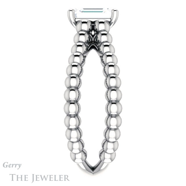 Emerald Cut Forever One Moissanite Engagement Ring #GTJ1024-emerald-fb-w 3 Emerald Cut Forever Brilliant Moissanite Engagement Ring #GTJ1024-emerald-fb-w