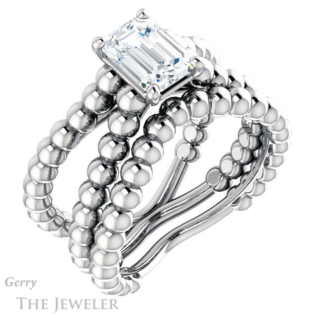Emerald Cut Forever One Moissanite Engagement Ring #GTJ1024-emerald-fb-w 6 Emerald Cut Forever Brilliant Moissanite Engagement Ring #GTJ1024-emerald-fb-w