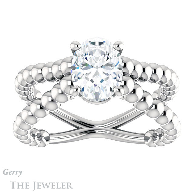 Oval Shaped Forever One Moissanite Engagement Ring #GTJ1024-oval-fo-w