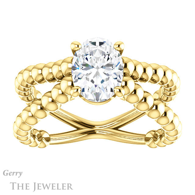 Oval Shaped Forever One Moissanite Engagement Ring #GTJ1024-oval-fo-y