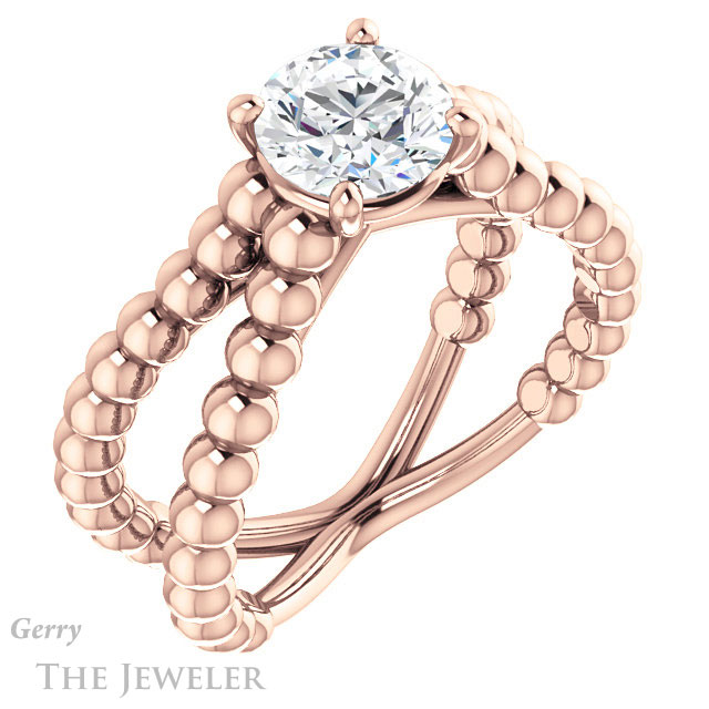Round Cut Forever One Moissanite Engagement Ring #GTJ1024-round-fo-r 4 Round Cut Forever One Moissanite Engagement Ring #GTJ1024-round-fo-r