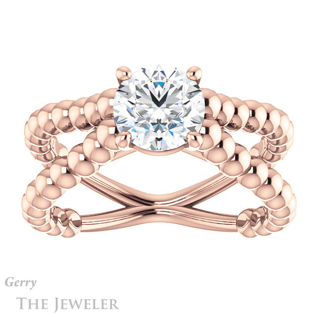 Round Cut Forever One Moissanite Engagement Ring #GTJ1024-round-fo-r 1 Round Cut Forever One Moissanite Engagement Ring #GTJ1024-round-fo-r