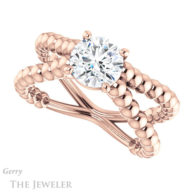 Round Cut Forever One Moissanite Engagement Ring #GTJ1024-round-fo-r 5 Round Cut Forever One Moissanite Engagement Ring #GTJ1024-round-fo-r