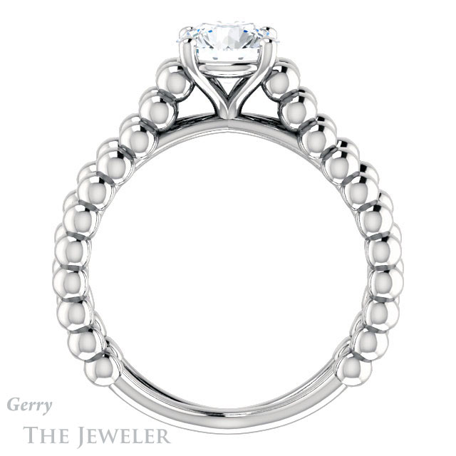 Round Cut Forever One Moissanite Engagement Ring #GTJ1024-round-fo-w